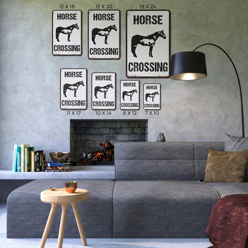 Plaque en plastique patiné 8 po x 12 po Horse Crossing
