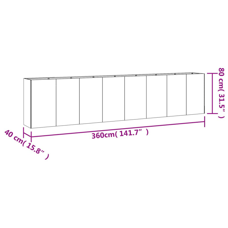 Almarene Metal Raised Garden Bed, 80cm H x 360cm W x 40cm D