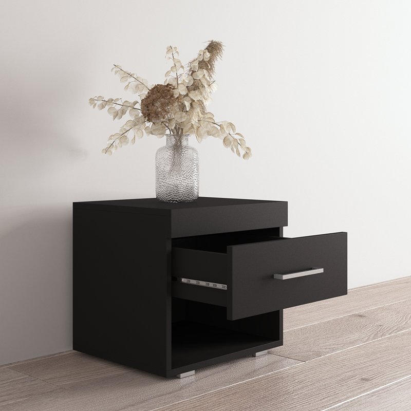 Perth 17.7" Nightstand with Matte Finish, Black