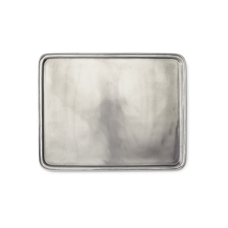 Pewter Decorative Tray, 2" H x 15" W x 12.2" D
