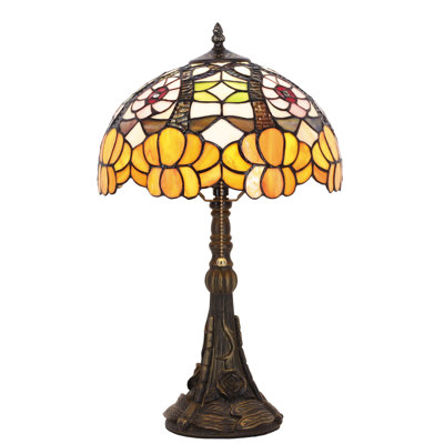 Tiffany Stained Glass Table Lamp 12X12X19 Inch Flower Style Desk Bedroom Living Room Reading Light