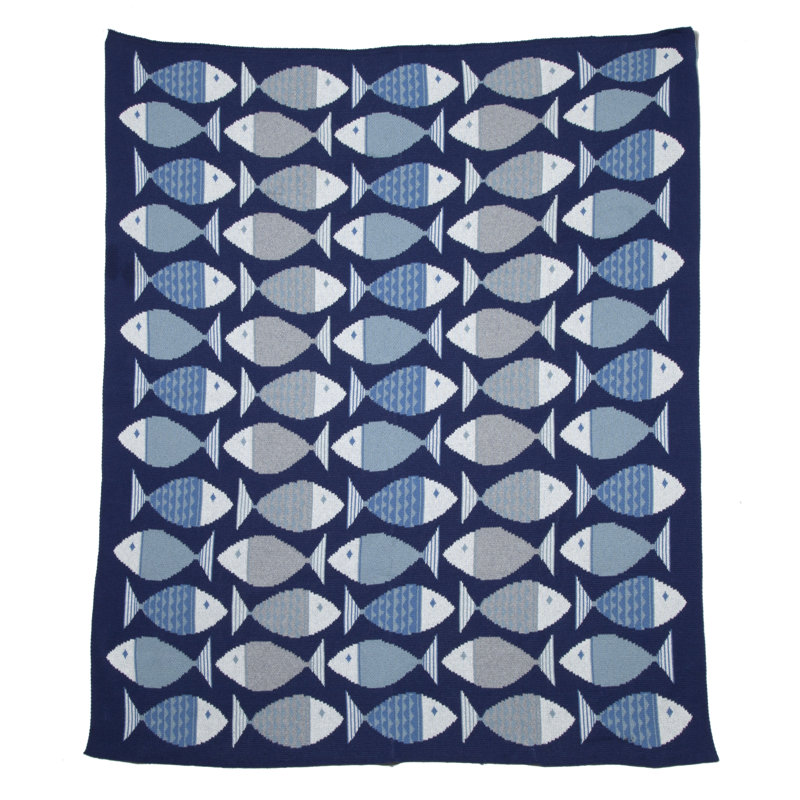 Knitted Throw Blanket, Blue