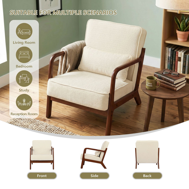 Upholstered Accent Chair, Beige