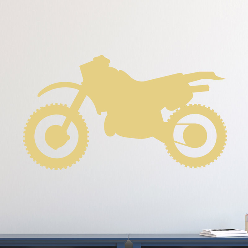 Décalcomanie murale silhouette de vélo à saleté, Beige clair
