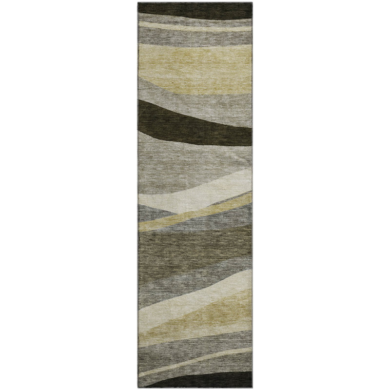 Premium Machine Washable Wayne AMF1098 Swirls Rug, Runner 2'3" x 7'6"