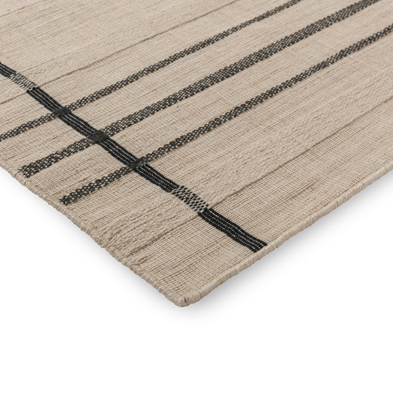 Zona Striped Area Rug in Charcoal/Beige, Rectangle 4'7" x 6'7"