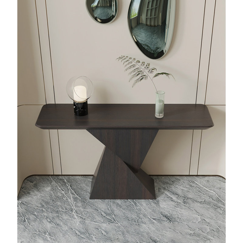 Modern Geometric Solid Wood Entryway Console Table, 29.5" H x 55.1" W x 15.7" D