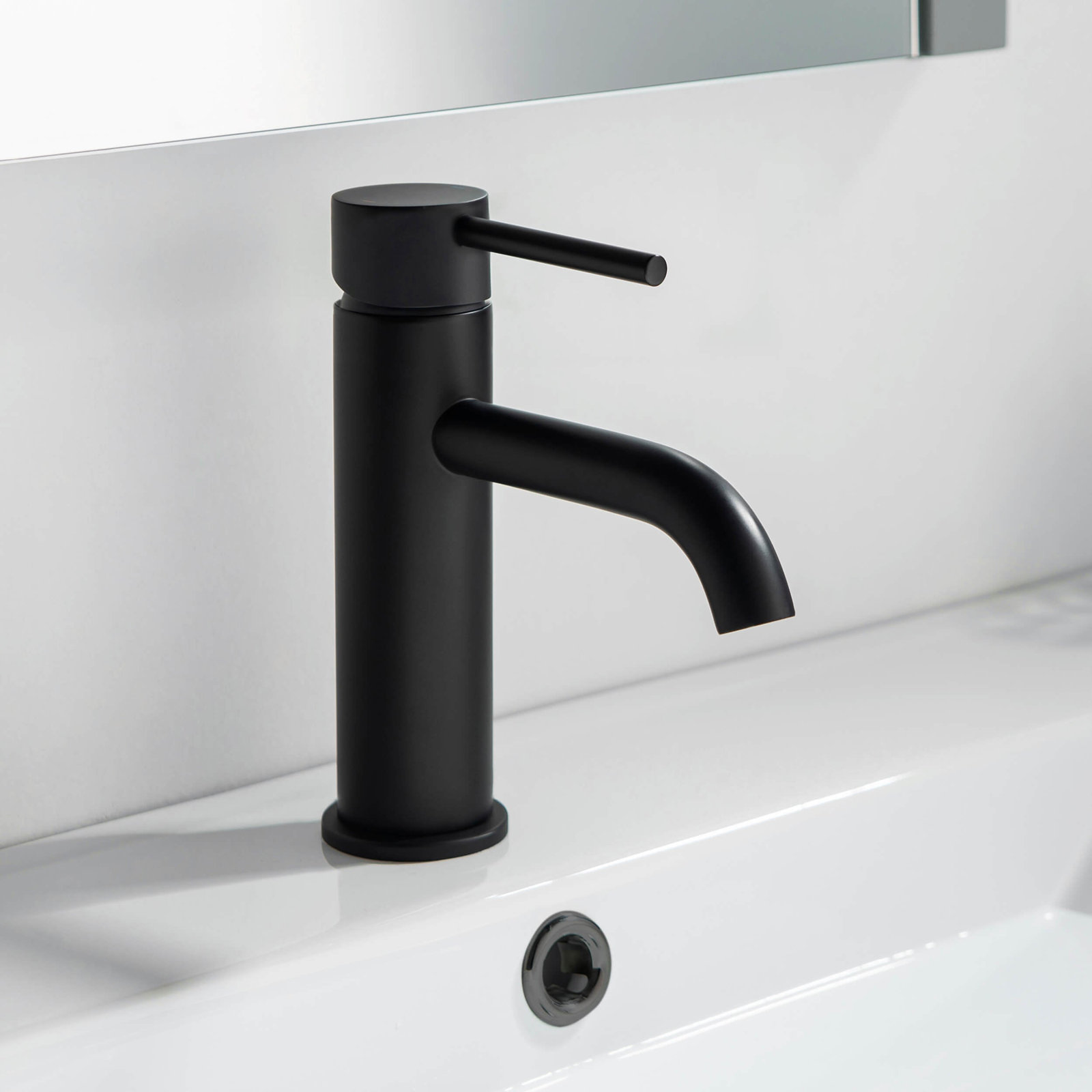 Single-Handle Bathroom Faucet with Pop-Up Drain, Matte Black