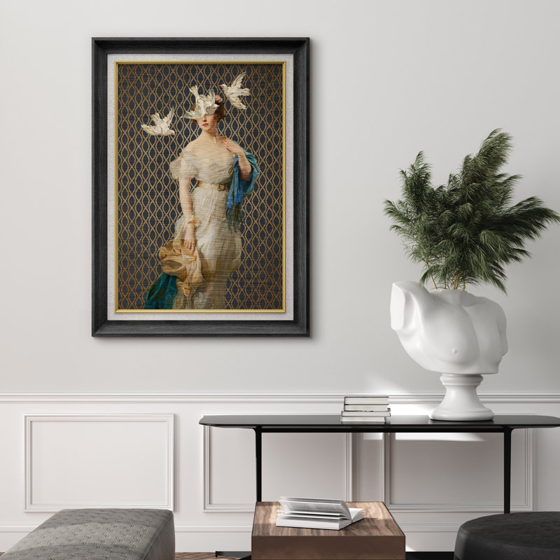"Al commode classique", "Fantaisiste chic rétro, beaux-arts, femme victorienne classique avec oiseaux", reproduction d'art sur toile