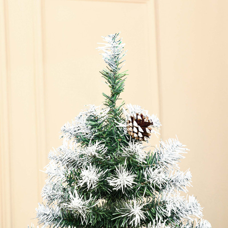 Sapin de Noël artificiel enneigé 6 pi avec 61 pommes de pin et 800 pointes
