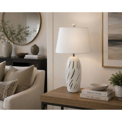 Lampe de table de veilleuse Lotus - 68,5 cm (27 po) - Finition blanche