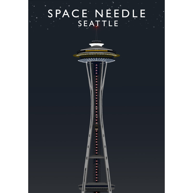 'Space Needle Night' by Richard O'Neil - Print, No Frame, 40 cm H x 30 cm W x 1 cm D