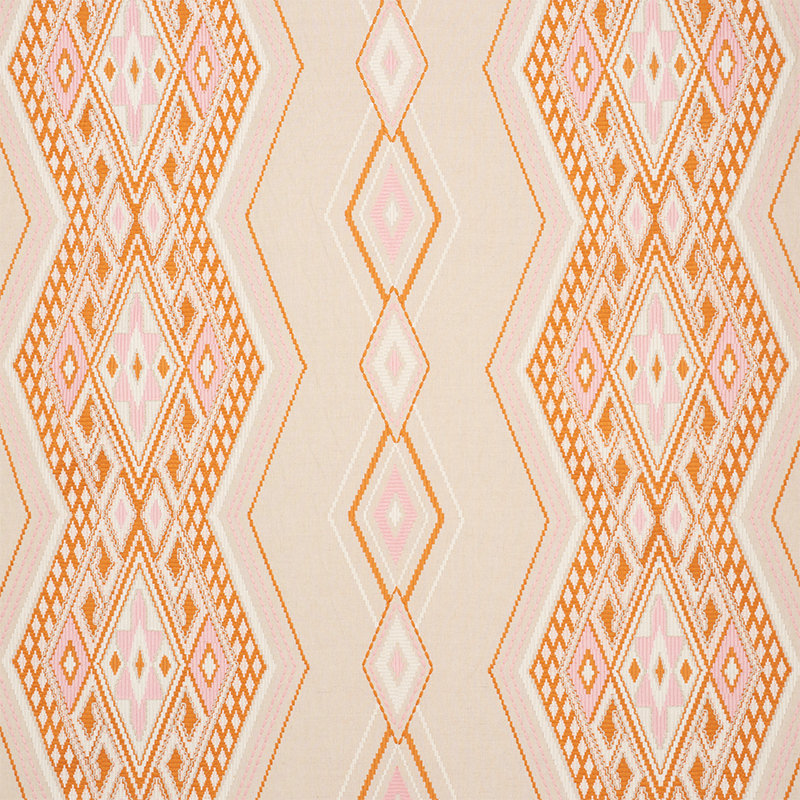 Bayeta Embroidery Fabric, Pink/ Orange