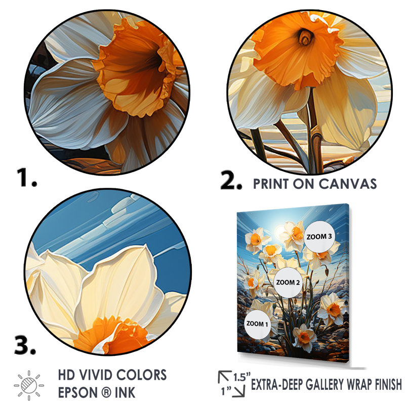 " Daffodil Bloom Sunshine ", Gold Floater Framed, 40" H x 30" W x 1.5" D