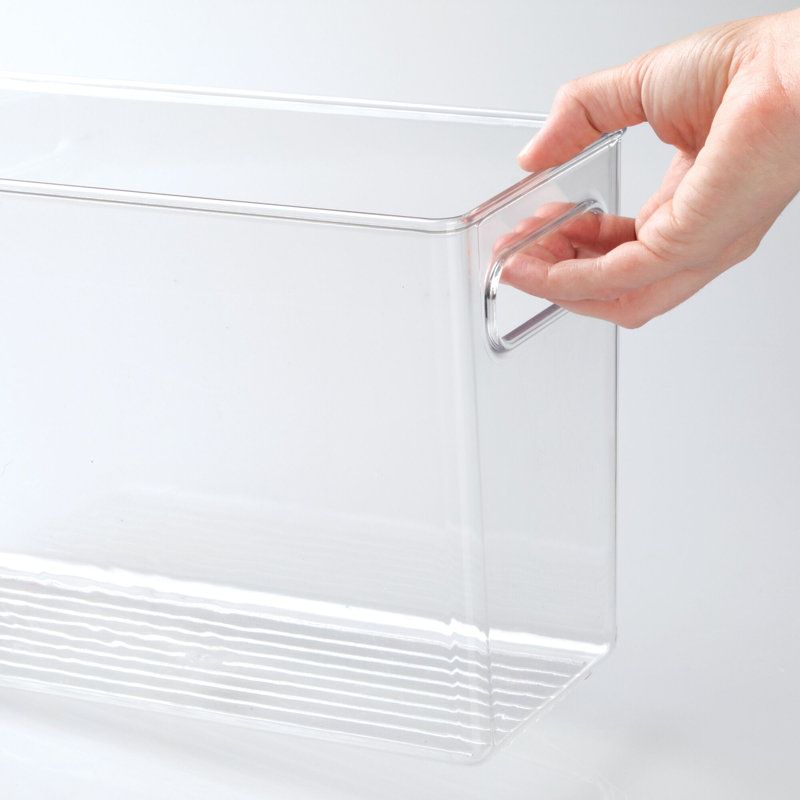 iDesign Linus BPA-Free Plastic Deep Kitchen Storage Bin with Handles - 12" x 5" x 7.75", Clear