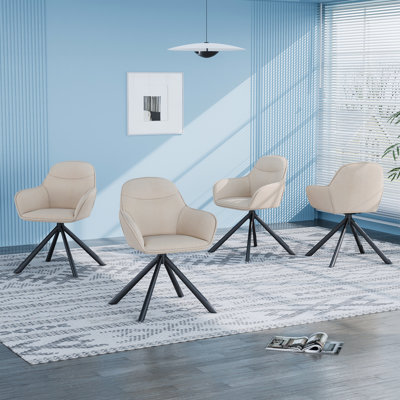 48.5cm H Linen Upholstered Dining Chair - Ergonomic back