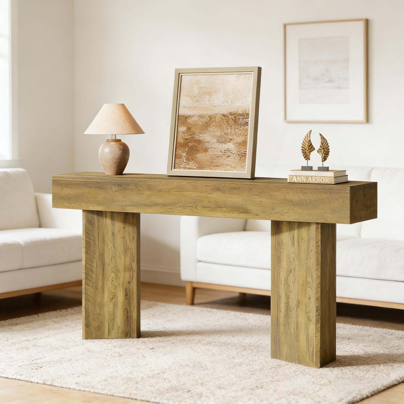 Table d'appoint rustique, console compacte, canapé