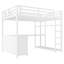 Lit mezzanine double en métal blanc avec bureau en L, rangement pour garde-robe, tablettes, conception compacte-358734565