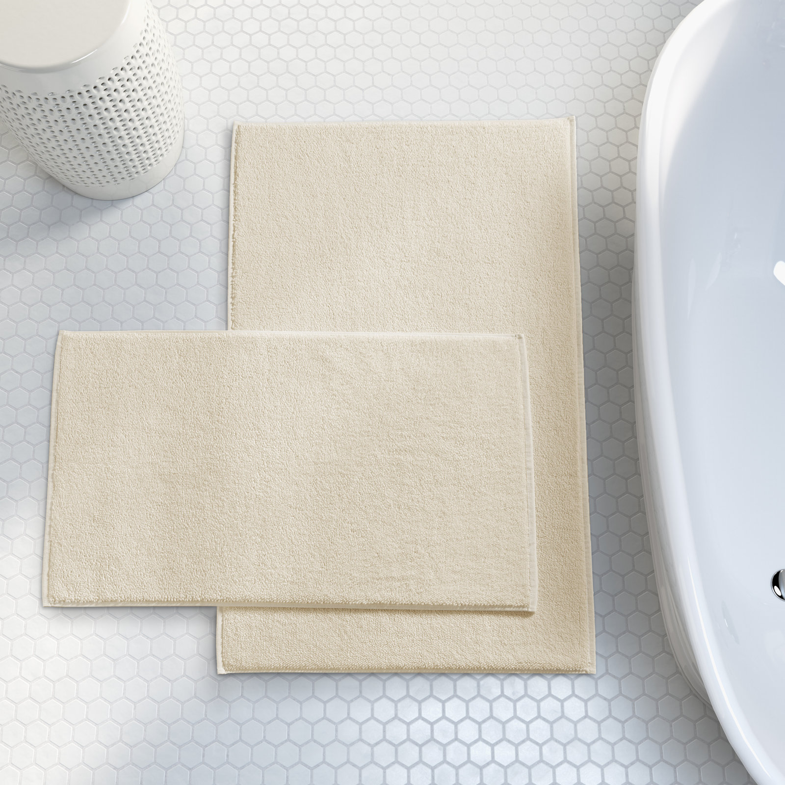 Lisbon Cotton Bath Mat, 20" W x 32" L, Ivory