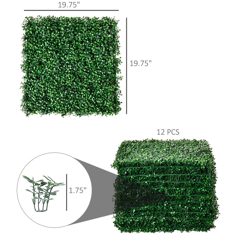 Panneaux muraux 20 po x 20 po en gazon artificiel pour décors intérieurs 20 po x verdure - Décoration extérieure