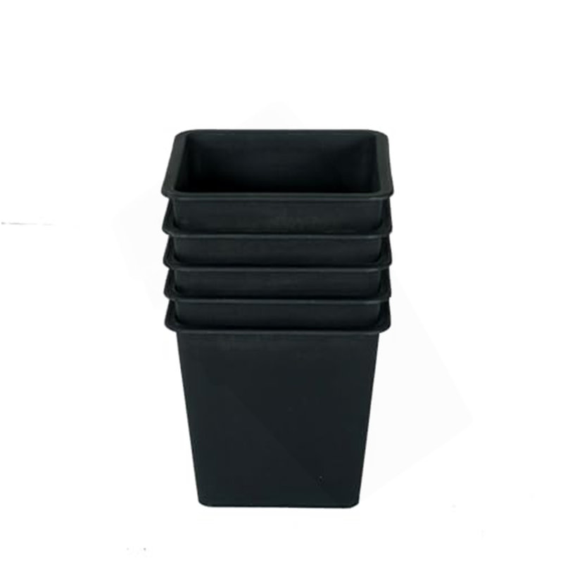 Pot de plante de jardin 6,3 "carré - pots de jardin en plastique avec drainage (paquet de 5), H 5,5 po x l 6,3 po x P 6,3 po