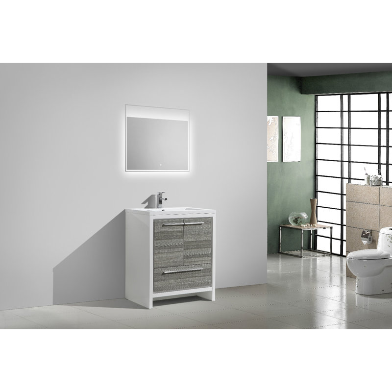 Ensemble de meuble-lavabo simple 29,5 po Ninel, Gris cendre très lustré