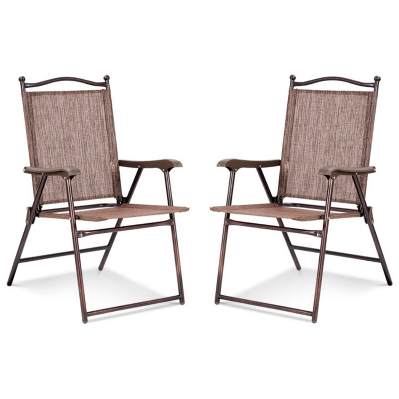 Ensemble de 2 chaises longues de terrasse pliantes, Brun