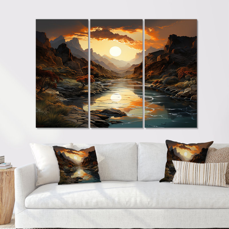 Canyon Desert Sunrise Landscape I - Canyon Canvas Wall Art Set, Wrapped Canvas, 40" H x 60" W x 1" D