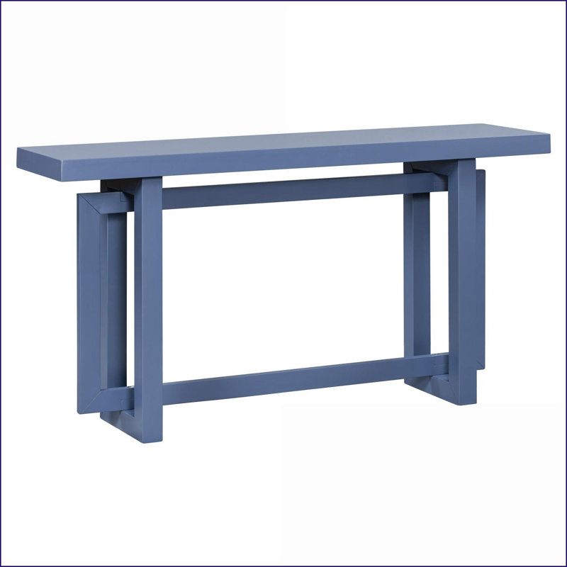 Table basse 59,1 "en placage de pin avec pieds en pin robustes - Polyvalent pour le couloir du salon, Marine