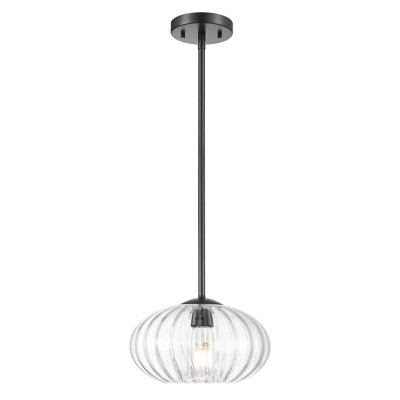 1-Light Single Vintage Pendant Light With Clear Glass