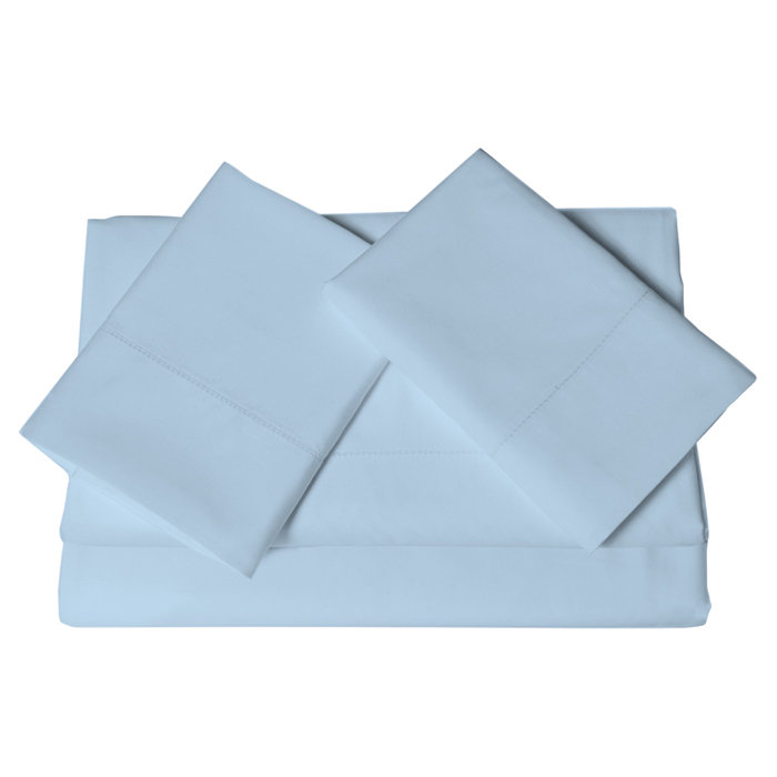 Sateen Sheet Set, Blue, Queen Sheet Set + Fitted Sheet + 2 Pillowcases