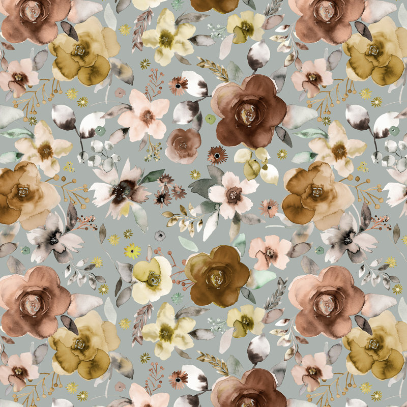 «Watercolor Flowers Bouquet Natural» par Ninola Design - impression sur toile tendue, H 30 po x l 30 po