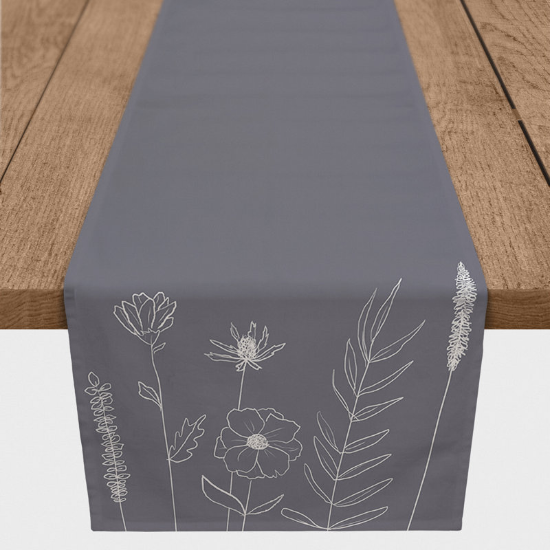 Chemin de table Jaizion, 72 po x 16 po, Gris foncé