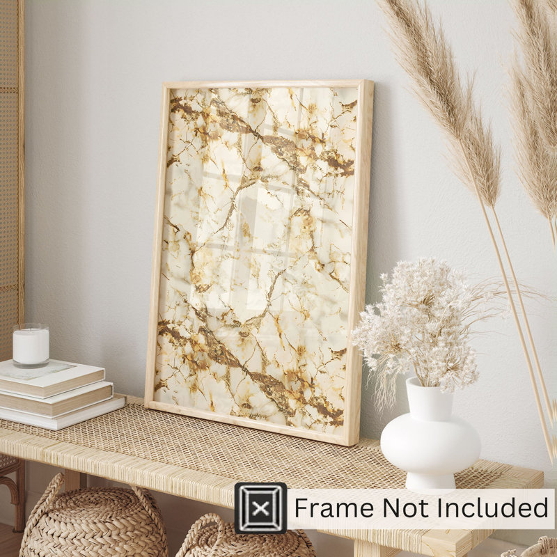 «Abstract Golden Geode VII», reproduction d'art moderne sans cadre, H 36 po x l 24 po