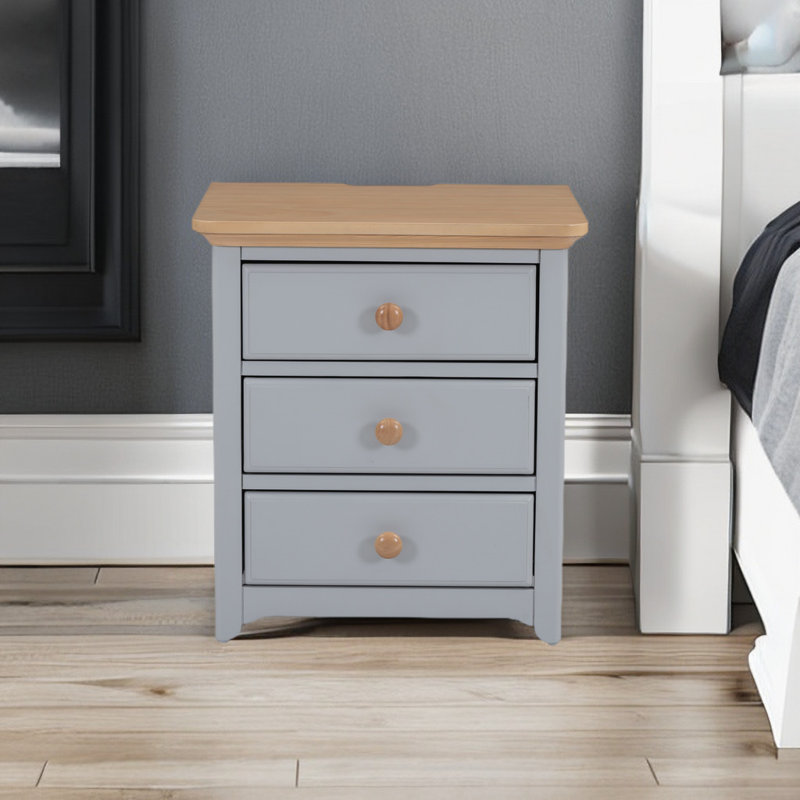 Caityln 20.1'' W Solid Wood Nightstand, Brown/Gray