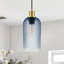 Suspension cylindrique Berngar à une lumière de 14 cm de diamètre avec abat-jour en verre texturé bleu alvéolé pour îlot de cuisine-1636533774-1861760947