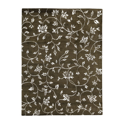Himalayan Floral Area Rug in Brown