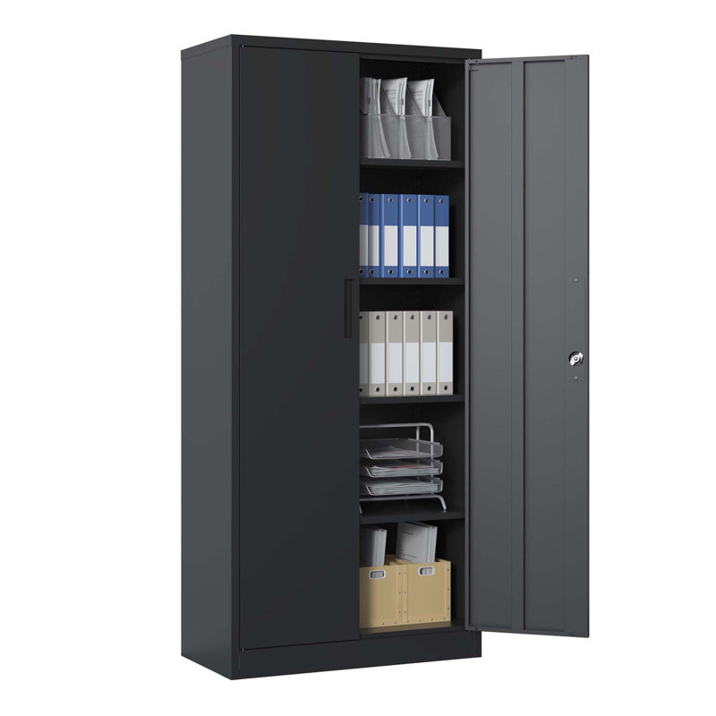 Armoire de rangement 72 pouces en métal avec portes verrouillables et 4 tablettes réglables, durable et sécuritaire pour la maison et le bureau