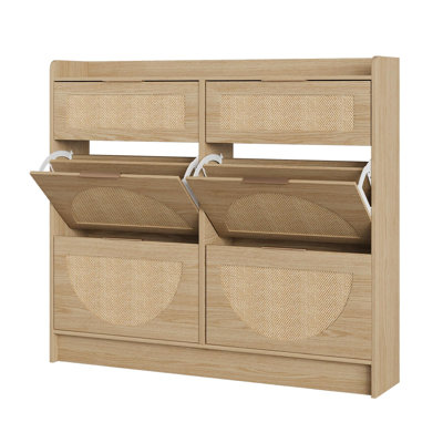 Shoe Storage Cabinet with 4 Flip Drawers  2 Drawers Freestanding Organizer
