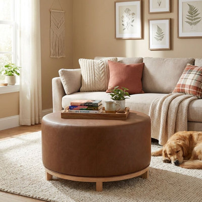 Doretha Ottoman with Wood Base
