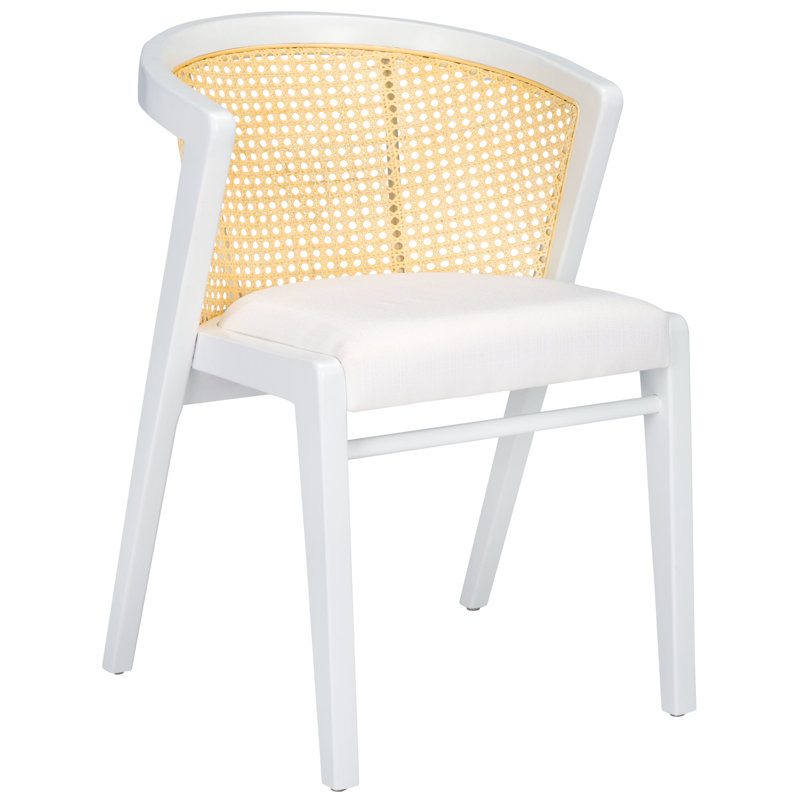 Beltre Upholstered Solid Back Arm Chair, White