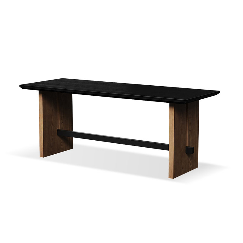 Bureau rectangulaire en bois massif noir + brun noisette + fer, H 29,53 po x l 78,74 po x P 23,62 po