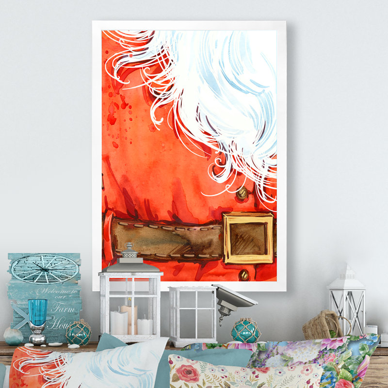«Christmas Holiday Fancy Santa Claus II», reproduction d'art sur toile, H 36 po x l 24 po x P 1 po, Cadre photo blanc