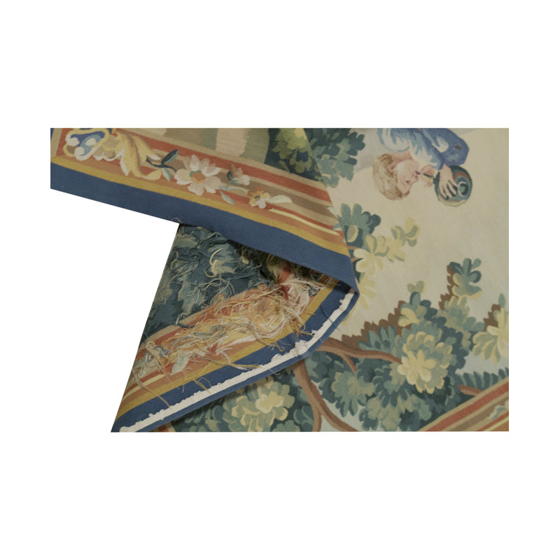 Hand-Knotted High-Quality Blue and Green Area Rug