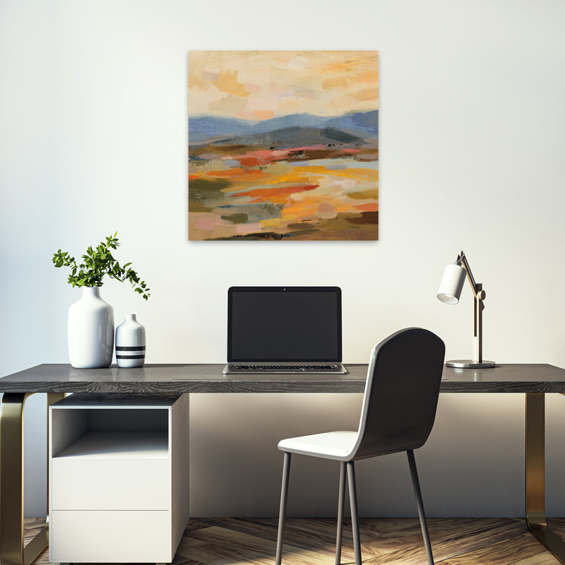 «Distant Mountain Ii», art abstrait contemporain, H 18 po x l 18 po