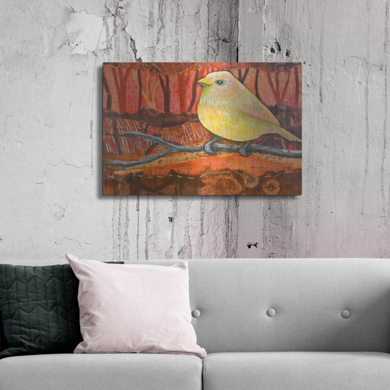  «Yellow Bird» par Bebe Keith, art mural en métal, 36 po x 24 po, H 24 po x l 36 po