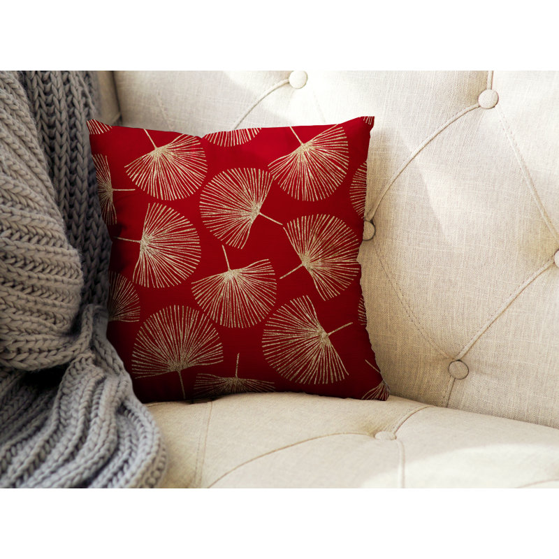 Coussin intérieur / extérieur Joba Dandilion, L 19 po x H 19 po, Rouge/doré