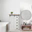 Armoire de rangement 5 tiroirs avec porte de grange coulissante et tablettes réglables