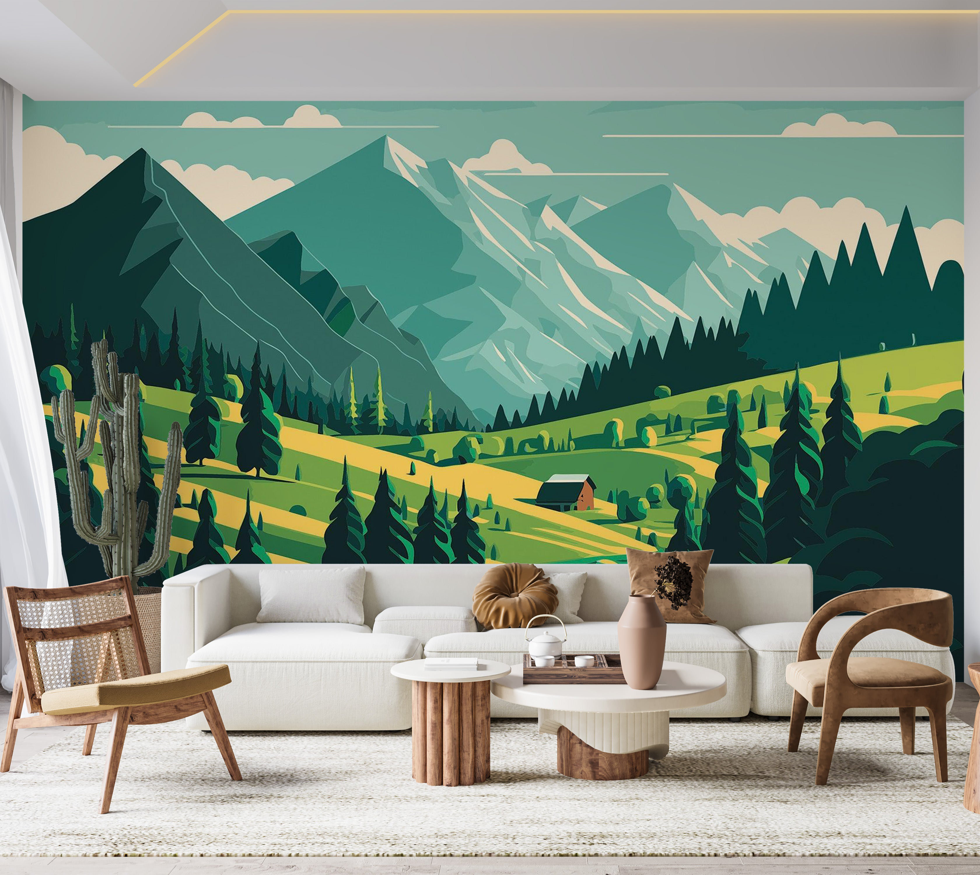 Loon Peak® Premium Wallpaper Wall Mural - Mountain Landscape | Wayfair