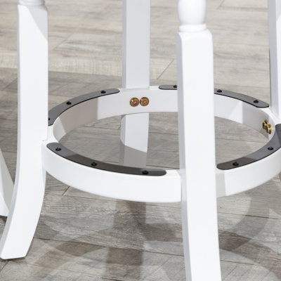Yannakeas Swivel Upholstered Counter Stool with Solid Wood Frame